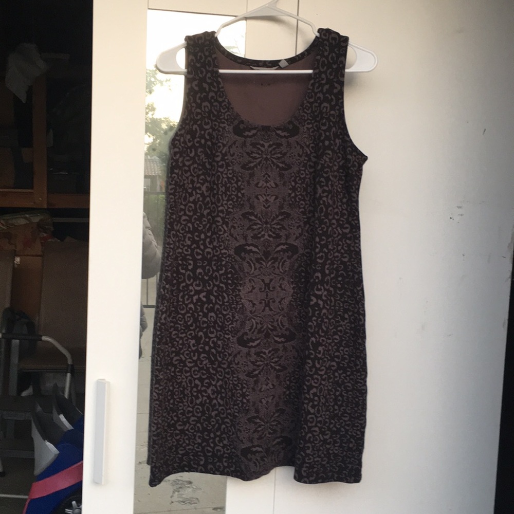 Athleta stretch dress grey black leopard